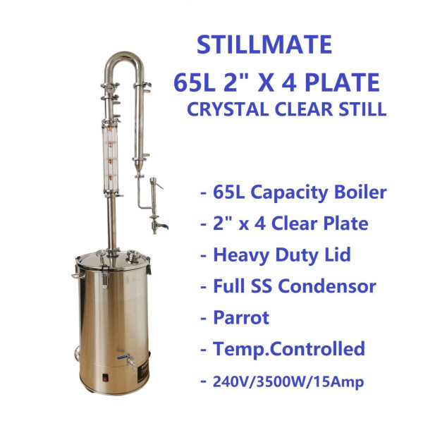 65L Stillmate 4 x 2" Crystal Clear Bubble Plate Still