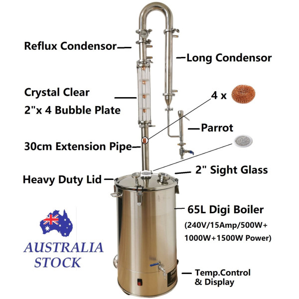 65L Stillmate 4 x 2" Crystal Clear Bubble Plate Still