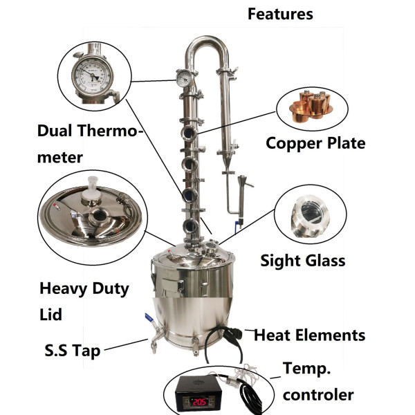 Stillmate 240v/2400W/50L SS 3" x 4 Plate Modular Spirits Still Temp.Controlled