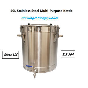 50L Stainless steel Kettle /Boiler with Tap & Glass lid