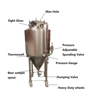 200L Full Stainless Steel Triple skin Conical Fermenter with Jacket and Insulation Unitank