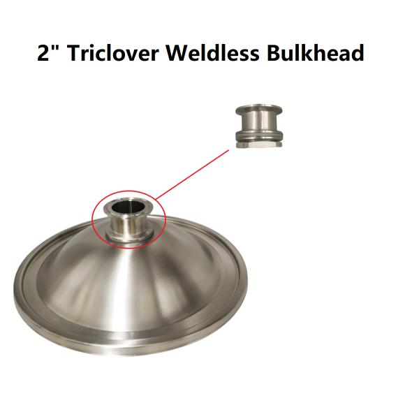 NEW 2 INCH TRI-CLOVER BULKHEAD - WELDLESS BULKHEAD