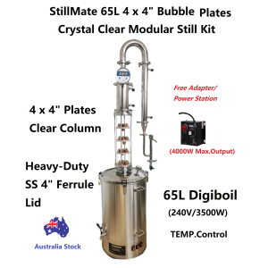 65L Stillmate 4 x 4" Crystal Clear Bubble Plate Still Kit Frew power Station
