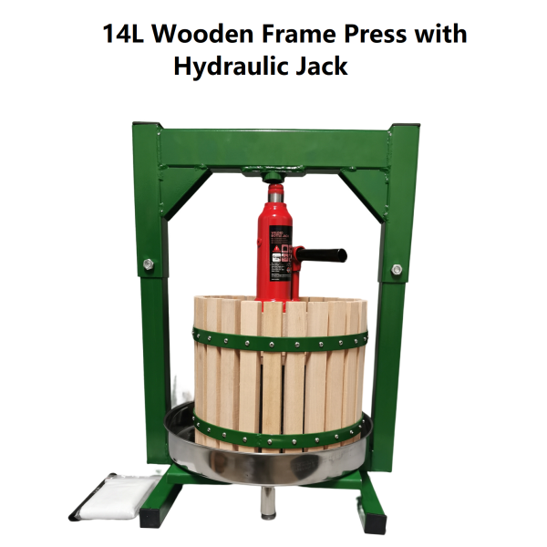 14L Wooden Frame Wine Press With Hydraulic Jack (To be assembled)