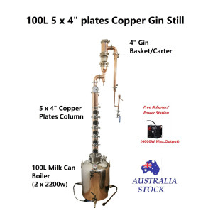 100L/240V/4400W 5 x 4" Plates Copper Gin Making Distillery Free power station