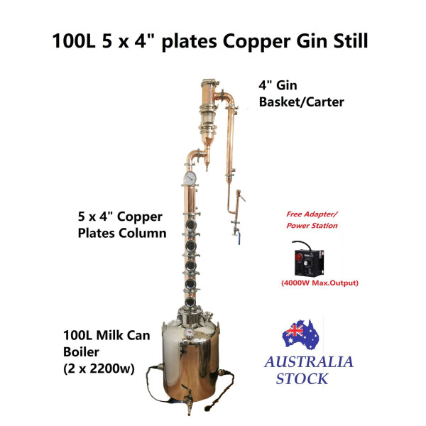 100L/240V/4400W 5 x 4" Plates Copper Gin Making Distillery Free power station