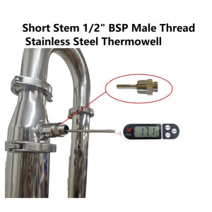 Short Stem 1/2" BSP Male Thread SS Thermowell
