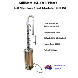35L Stillmate 4 x 3" Full Stainless steel Bubble Plate Still