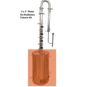 Stillmate SS 3" x 4 Plate Modular Spirits Still Column/Condensor