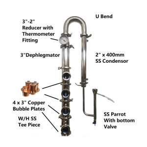 Stillmate SS 3" x 4 Plate Modular Spirits Still Column/Condensor