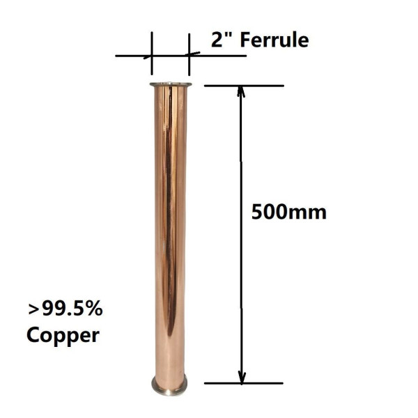 2"x 500mm Copper Tri-clover  Straight Pipe
