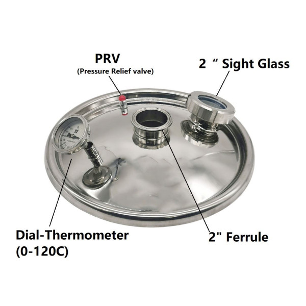 Heavy duty Stainless Steel Lid for 35L Digi boiler with 2" fitting and sight glass