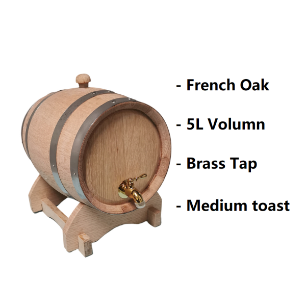 5L French Oak Barrel with brass tap