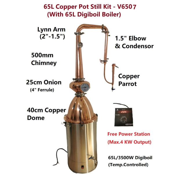 StillMate 65L Copper Pot Still  - V6507 (With boiler)