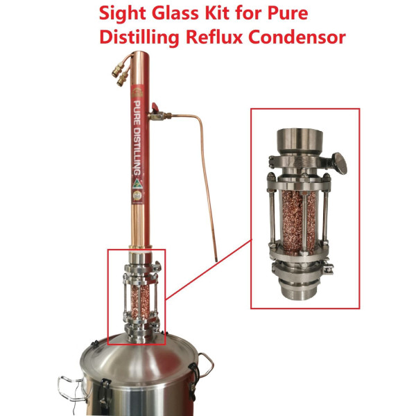 New Stainless steel 2“ Sight glass Extension Kit for Pure Distilling reflux Condensor