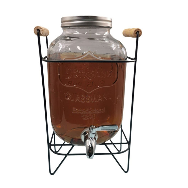 New 5L glass jar with SS tap and frame