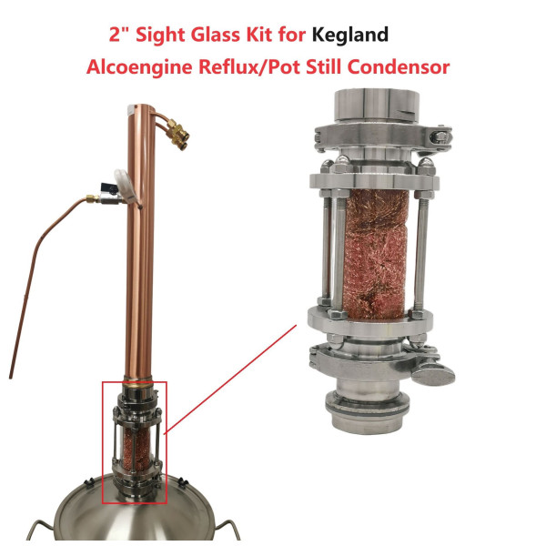 New Stainless steel 2“ Sight glass Extension Kit Kegland Alcoengine still