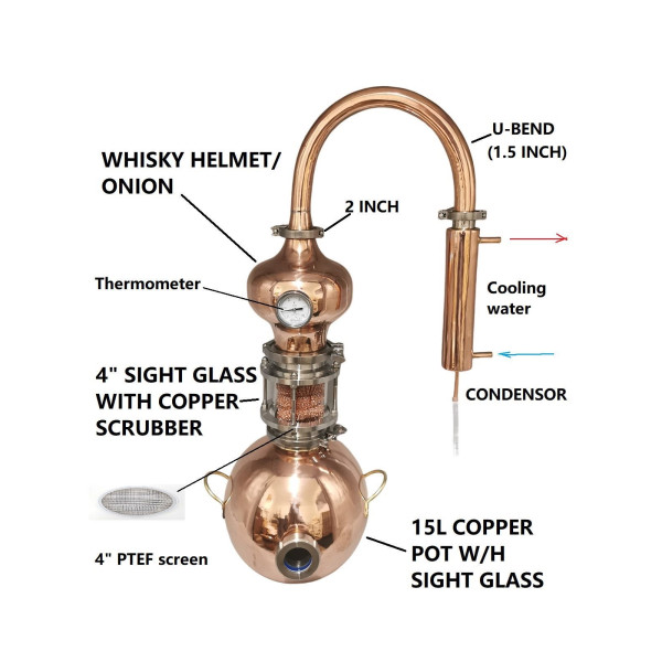 HooLoo(Guard) 15L Copper Pot still With Sight Glass