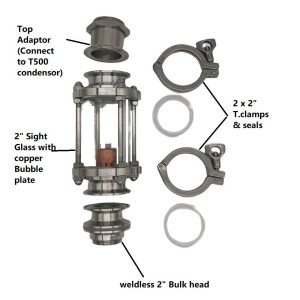 Up-graded 2“ Sight glass Extension Kit for Still Spirits T500 Condensor with bubble plate