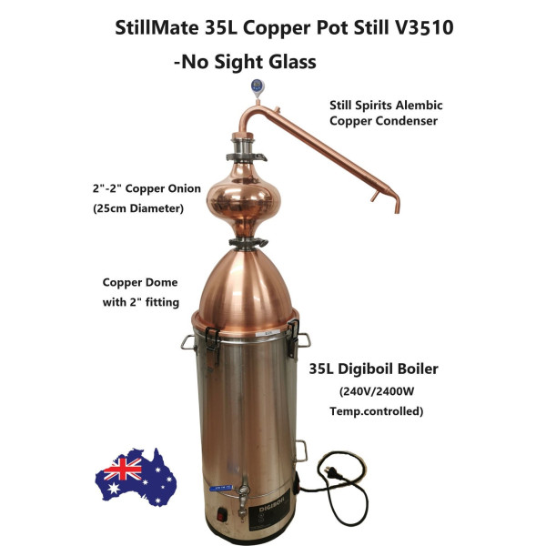 35L Alembic Copper Pot  still With Onion V3510 - No sight glass