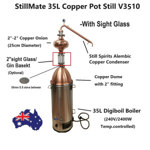 35L Alembic Copper Pot  still With Onion V3510 - With sight glass
