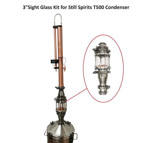 New Stainless steel 3“ Sight glass Extension Kit for Still Spirits T500 Condenser