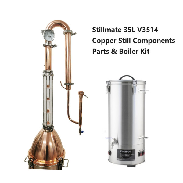 Stillmate 35L 2" x 4 Plates Crystal Clear Copper dome Condensor & Boiler Kit V3514 Full Kit