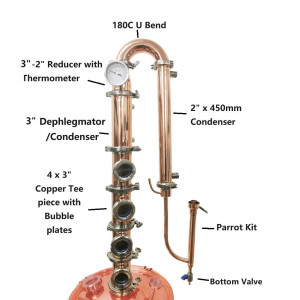 Copper 3" x 4 Plate Colume without copper lid  - No boiler