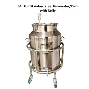 64L Full stainless steel Fermenter/Storage Tank with SS Dolly