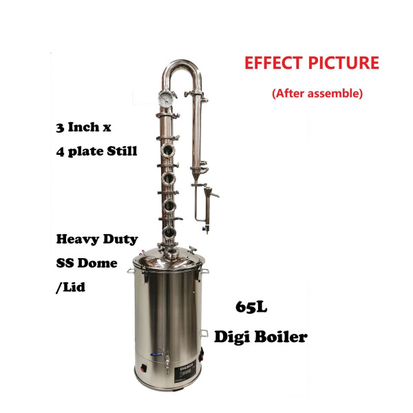 Full SS 3" x 4 Plate Column & 65L digiboil Boiler Kit- Build you own Stills