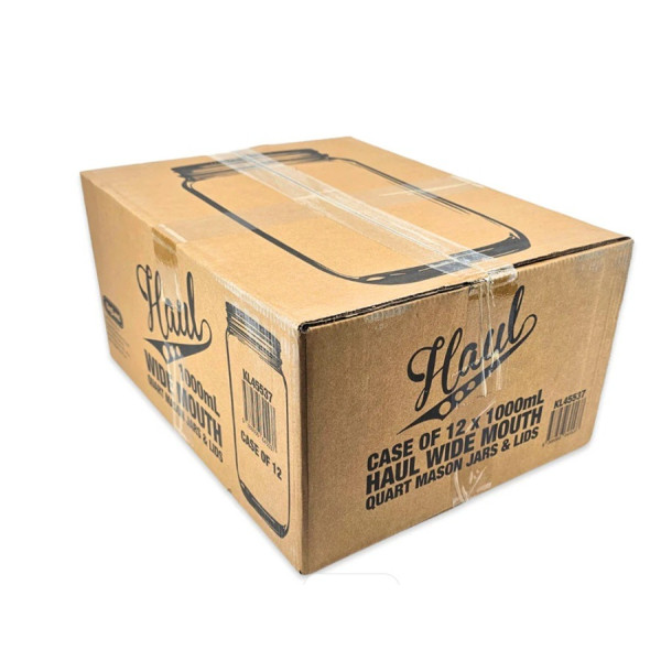 12 x 1000mL Wide Mouth Quart Mason Jars & Lids