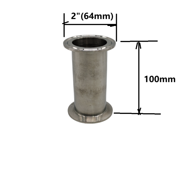 2 Inch TC Stainless Steel Straight Pipe - 100 mm Long