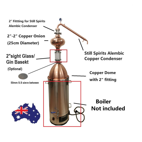 35L Alembic Copper Pot Still V3510 Top parts With Onion & Sight Glass (No Boiler)