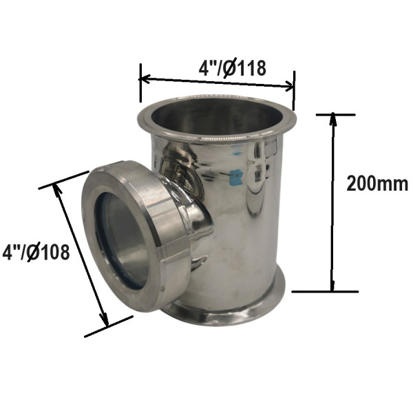 4 Inch Stainless Steel Sight Glass/Tee Piece