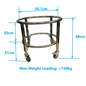 Heavy Duty 50cm Stainless steel Dolly(with Wheels) for 125L Kettle/Fermenter