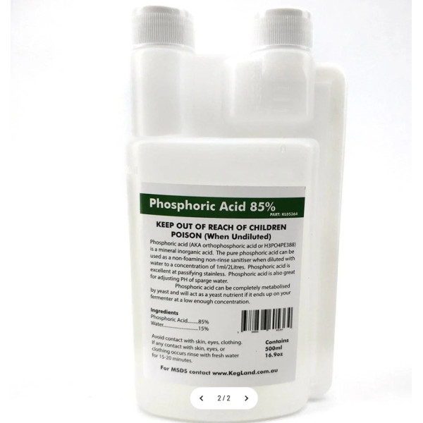 PHOSPHORIC ACID 85% - 500mL Split Chamber Bottle