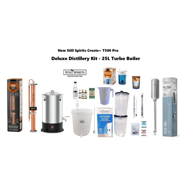 New Deluxe Still Spirits Create+T500 Pro Copper Condensor Distilery Kit -25L Turbo Boiler