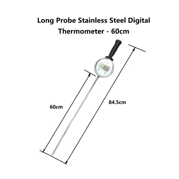 Long Stainless steel Probe Digital Thermometer - 60cm Probe