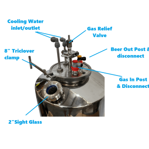 New Full Stainless Steel 34L Conical Fermenter with Cooling coill and accessories bundle