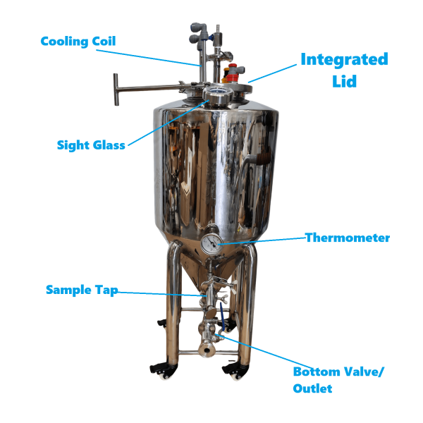 New Full Stainless Steel 34L Conical Fermenter with Cooling coill and accessories bundle