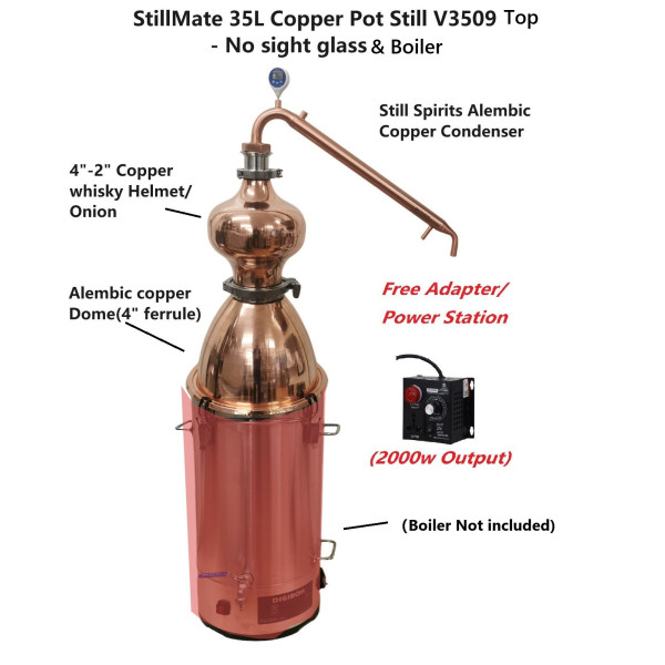 35L Alembic Copper Pot  still Top V3509 No Boiler - No sight glass