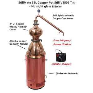 35L Alembic Copper Pot  still Top V3509 No Boiler - With sight glass