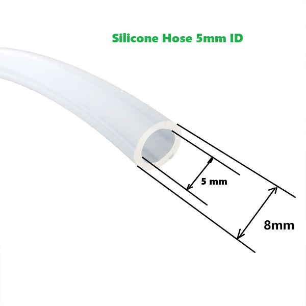 Food-grade 5mm ID / 8mm OD semi-transparent Silicone Hose