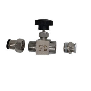 Precision Stainless steel Needle Valve 12mm Push-in fitting Kit