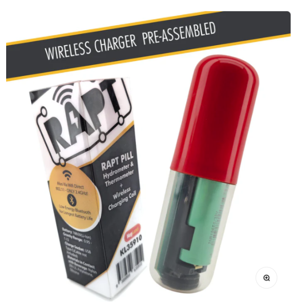Wireless Charging RAPT Pill Hydrometer & Thermometer (Pre-Assembled, Red Housing)