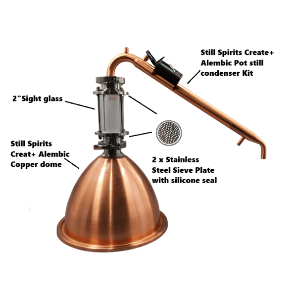 New Still Spirits Create+ Alembic Pot Still Copper Condensor Kit with Sight glass/Gin Basket