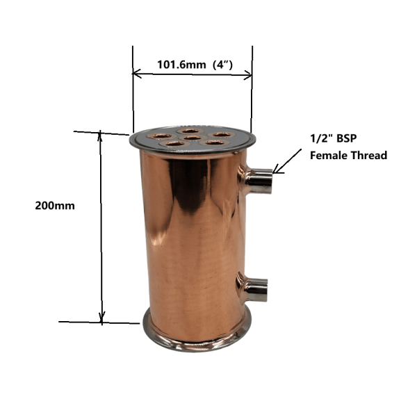 4" x 200mm Copper Condensor/Dephlegmator
